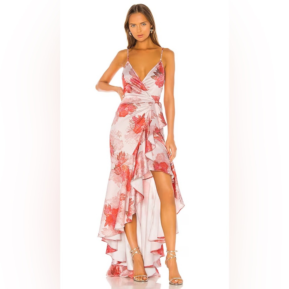 NWT MICHAEL COSTELLO x REVOLVE Atienne Dress Satin Floral